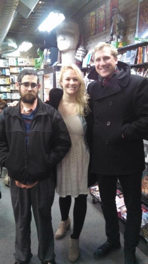 With writers Dave Roche and Cassandra Troyan after our reading at Quimby's Books, Chicago