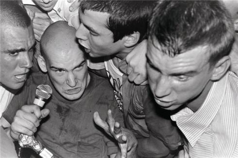 Minor Threat, Torrance, CA 1982. © EDWARD COLVER, 1982 Ian MacKaye of Minor Threat, photographed at The Barn in Torrance, California, July 3, 1982. Also on the bill were Dead Kennedys, MDC, Zero Boys and The Detonators. This is one of two Colver photos selected for the Brooklyn Museum's "Who Shot Rock" exhibit. 