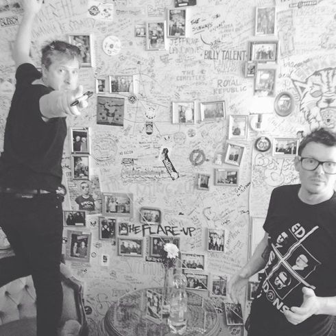 Justin and Chris signing the wall at the Ramones Museum in Berlin